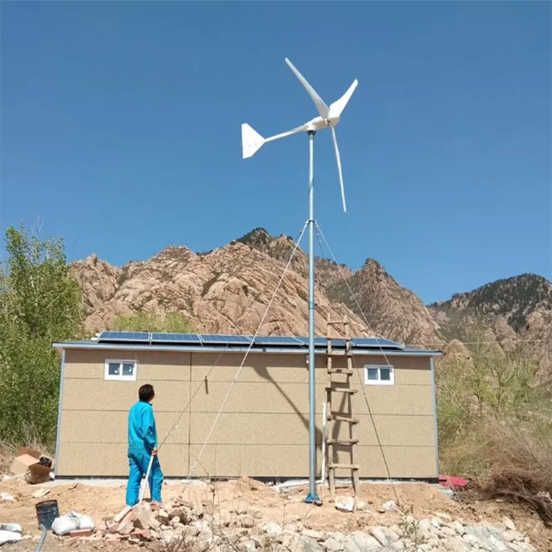 Wind Turbine Generator Complete Set Small Wind Generator Home Use Low Noise 1000W 2000W 3000W 24V 48V Aluminum Alloy HELIOS