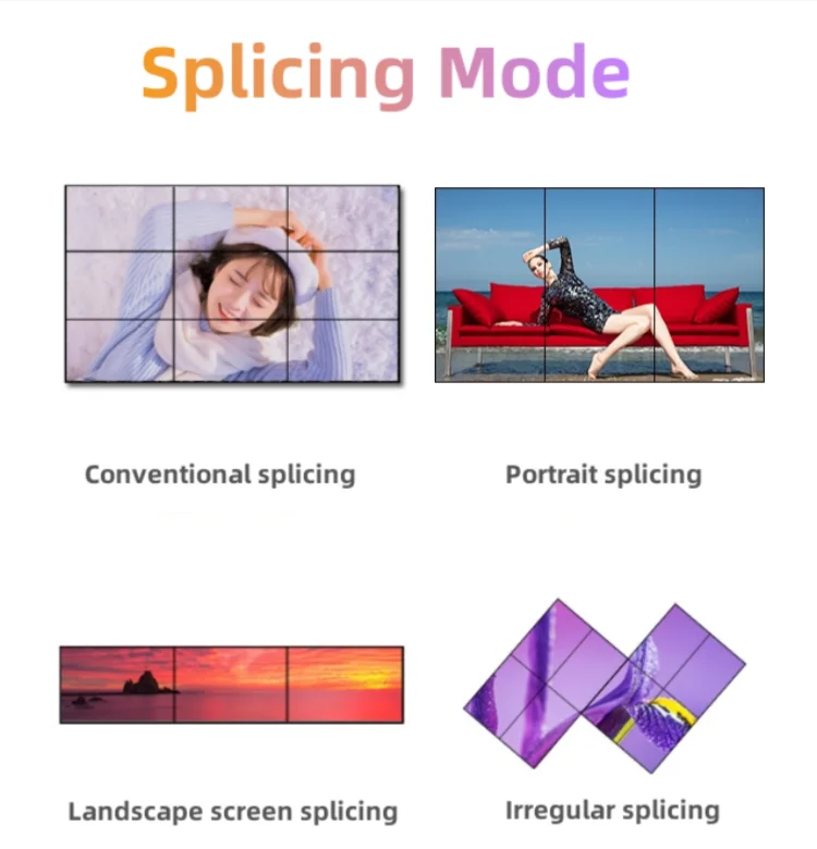 46 49 55 65 inch Ultra Narrow Bezel Video Wall 3x3 TV Wall Seamless Splicing Screen LG Panel Ad Display Player LCD Video Wall