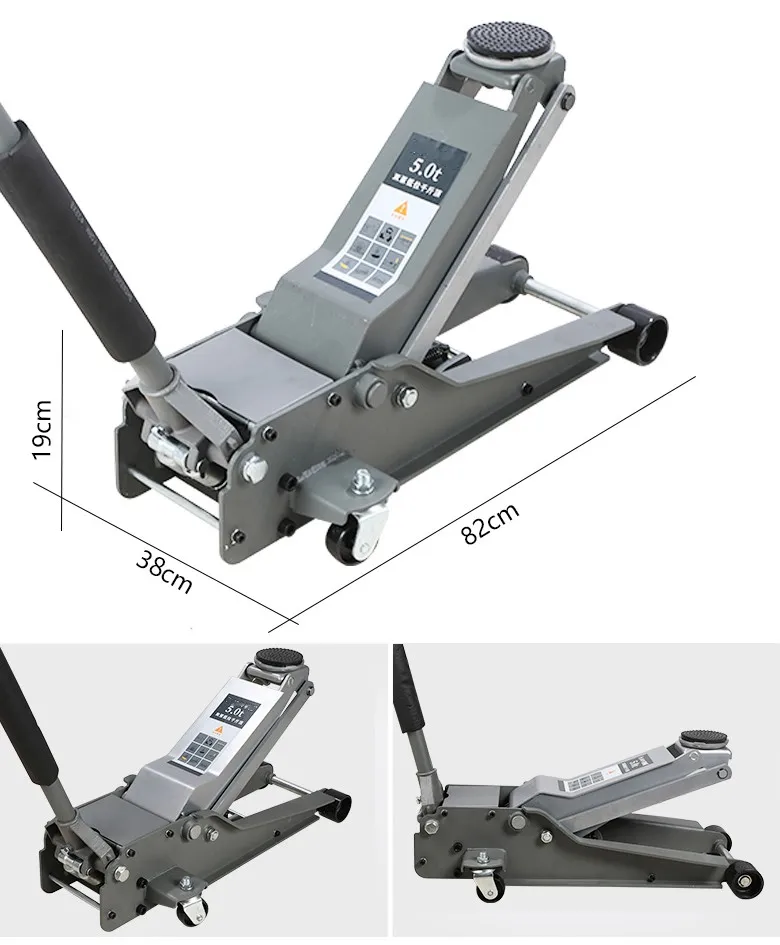 Heavy Duty 5 Ton Capacity Low Profile Hydraulic Trolley Floor Jack Quick Rise with Dual Pump Pistons