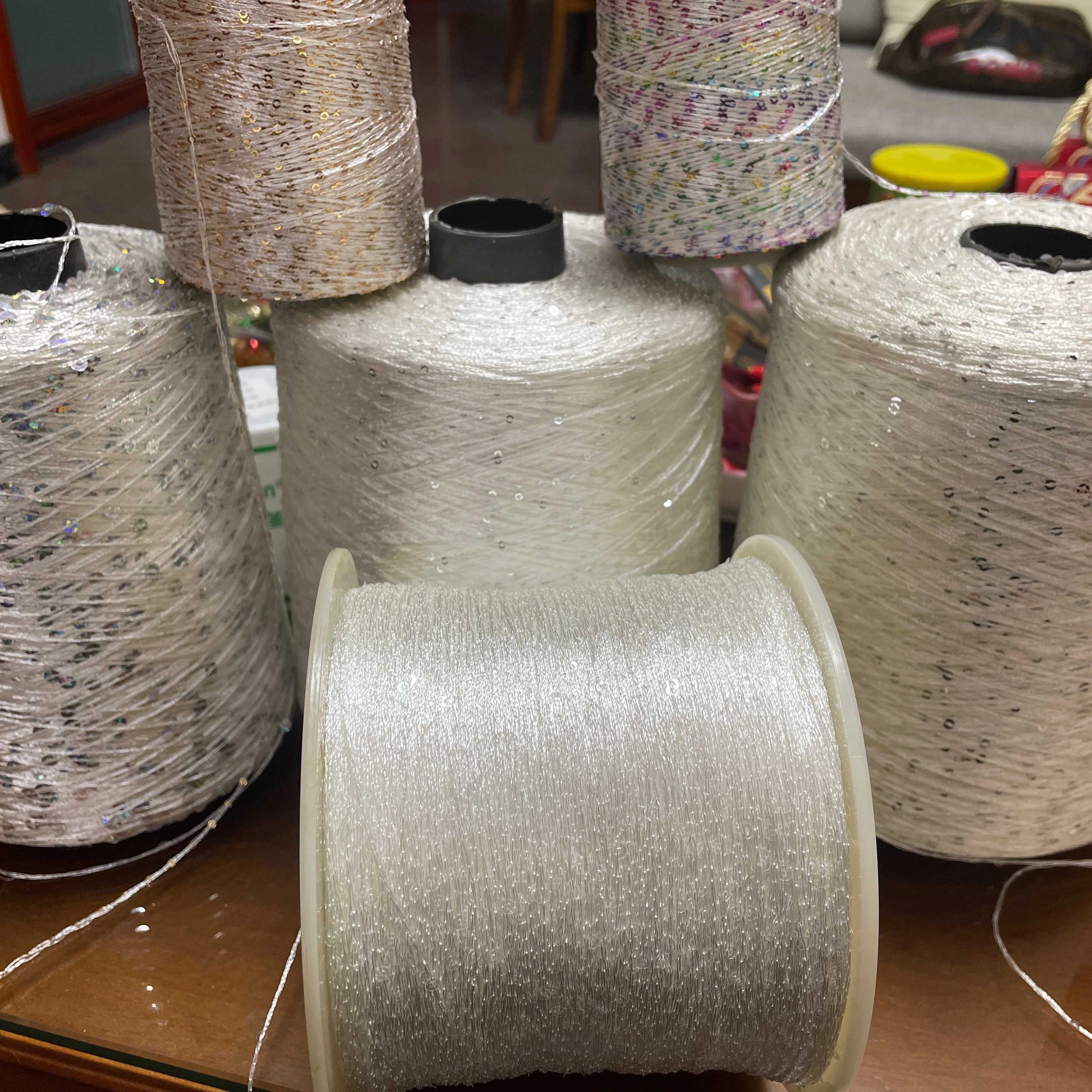 1MM 2MM 3MM 5MM different color 100% polyester 5.5NM 6.5NM sequin machine knitting yarn 192 colors