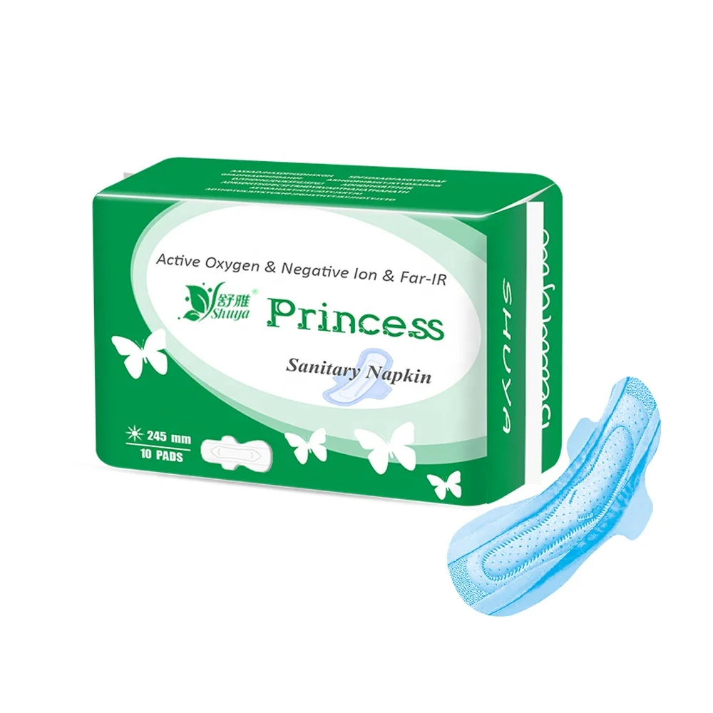 Soft pure cotton 245mm menstrual pad feminine hygiene anion sanitary napkin