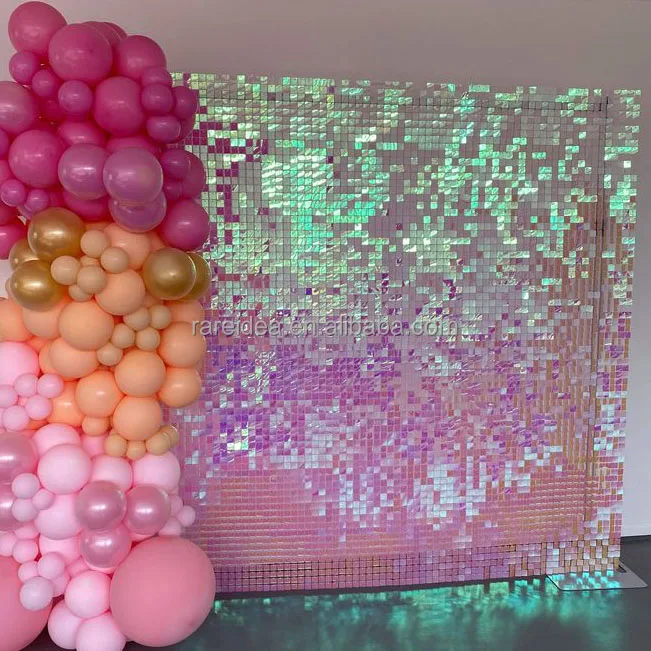 Rainbow Iridescent 4d Decoration Black Shimmering Gold Pink 2022 Hot Sale Outdoor Paneles 3d Panel Backdrop Sequin Shimmer Wall