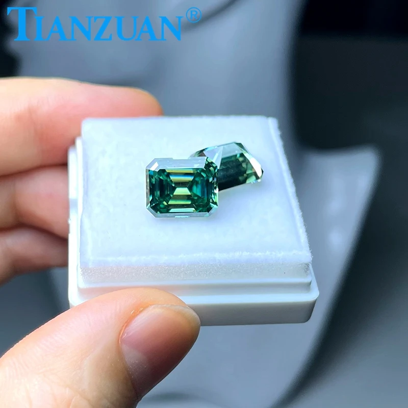 Emerald shape 0.5ct -5ct wholesale cheapest green color moissanite diamond cut loose stone