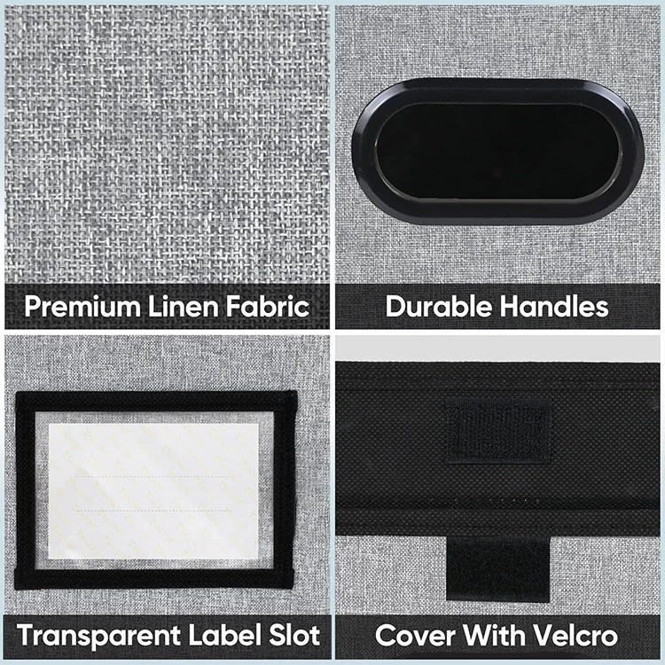 Hot Sale Large Capacity Reusable Polyester Hemp Document Storage Box Multifunctional Folding Office File Organizer with Lid