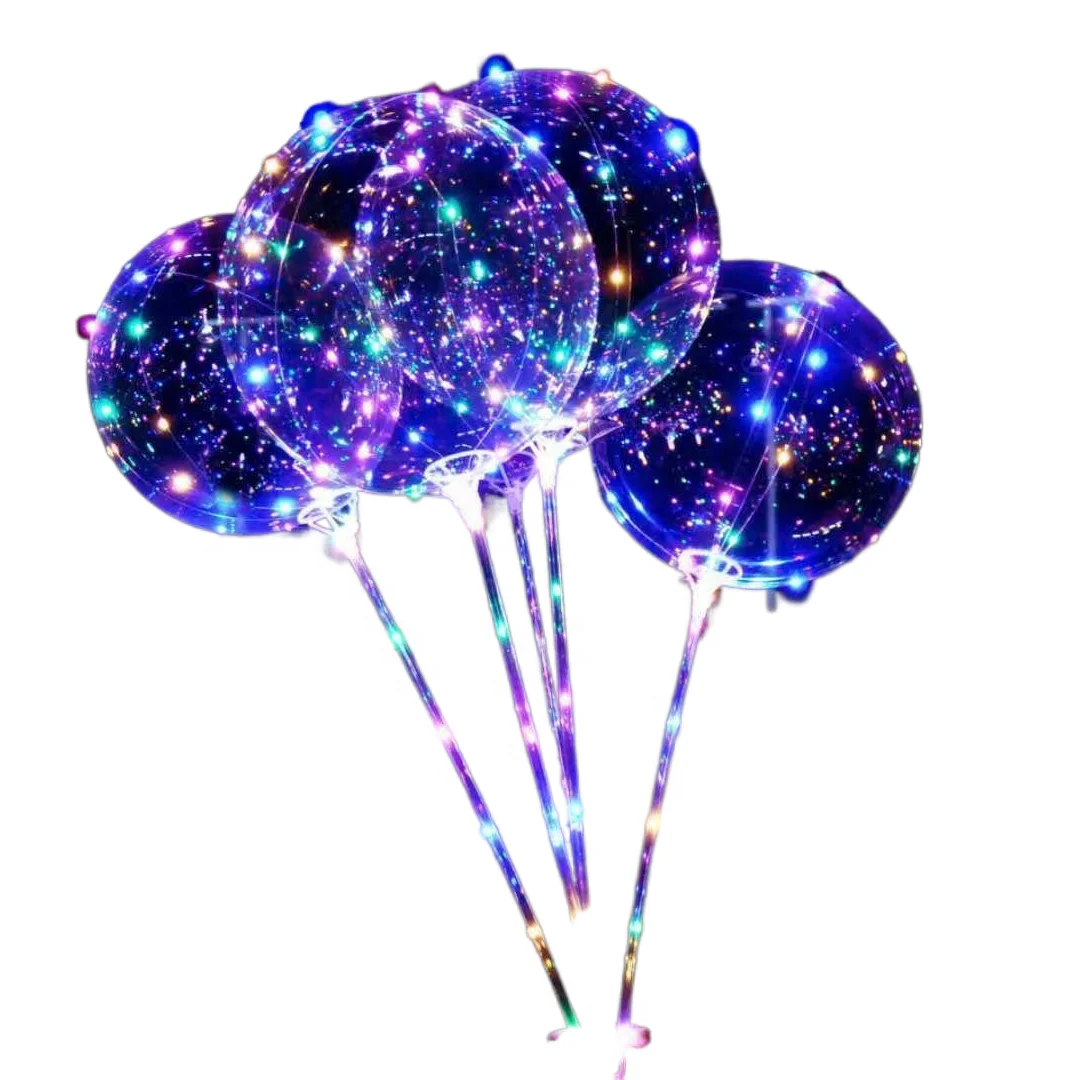 20 inches clear bobo bubble TPU balloons set +clear box to put 2Pcs battery 3m Led lights strings+ 70cm Clear Cup sticks holder