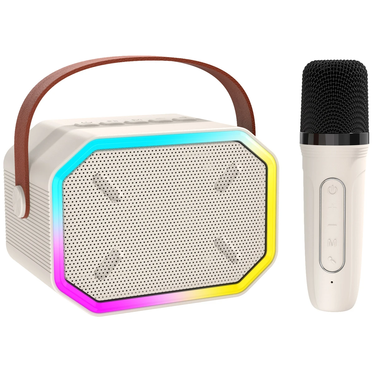 KTV Player 2 Microphone Sound Box Portable Audio Player Mini Wireless Speaker Player Speaker Subwoofer