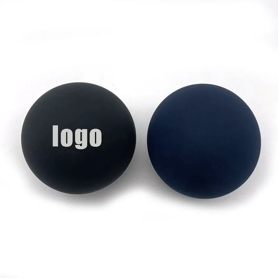 custom logo black high bouncy ball with white logo  promotional hot shot handball squash racquetball for training and playing