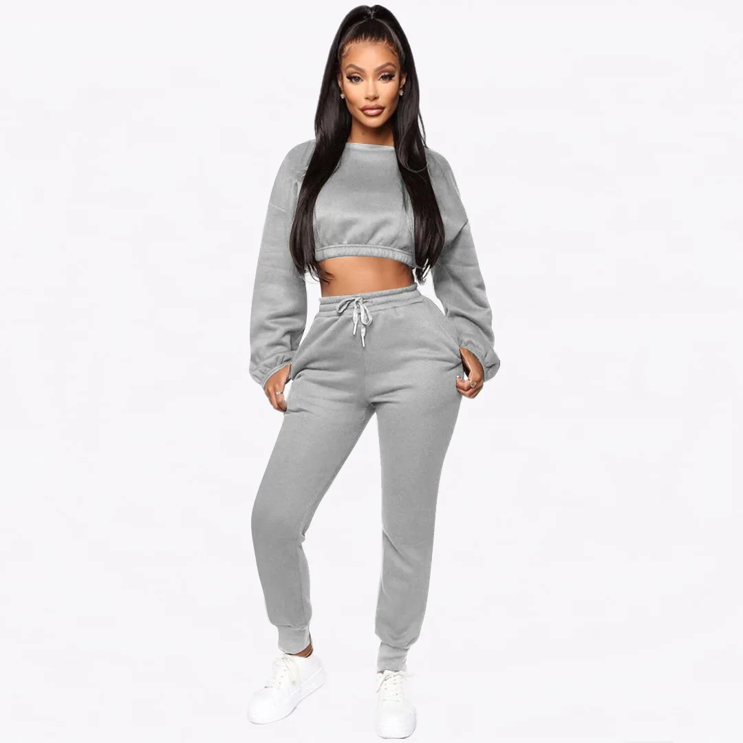 Autumn Sporty Cotton Woman 2 Piece Clothing Set Tracksuit Plus Size Long Sleeve Two Piece Track Suit Set