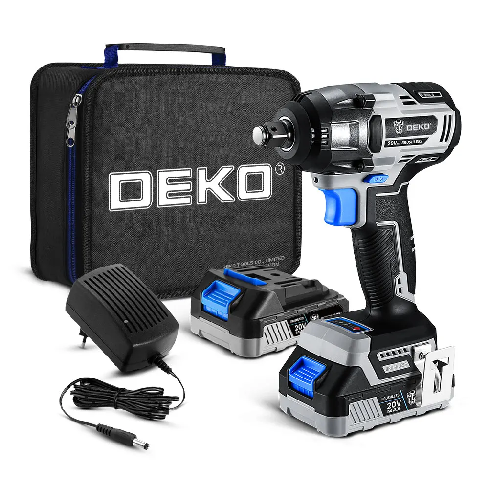 DEKO DKBW20XL01-BS2 20V 1500mAh Li-ion Battery 13mm Anvil Electric Wrench Cordless Brushless Impact Wrench