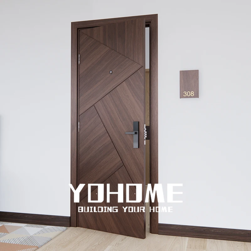Shanghai fire doors mineral core apartment wooden doors design 20 30 45 60 mins wooden doors for hotel rooms