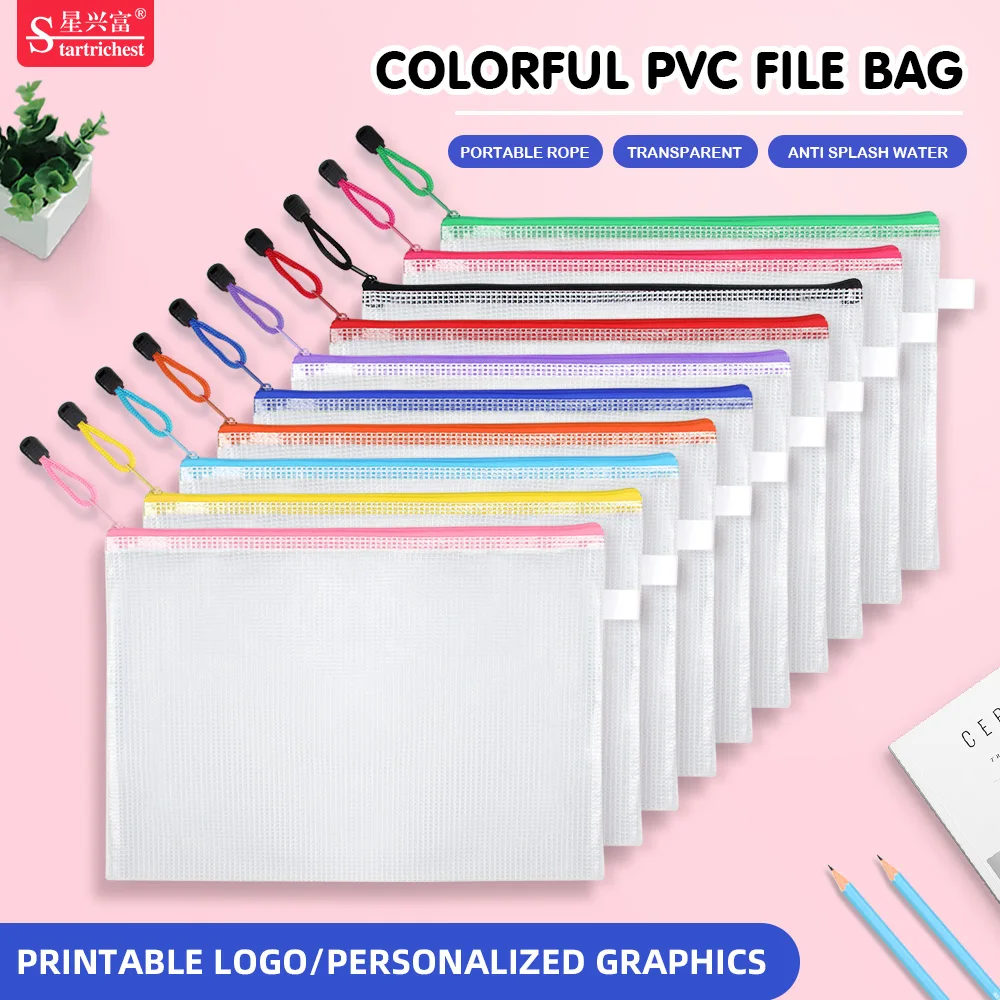 Transparency A4 File Bag Mesh Zipper Collected Bag Clear File Document Bag