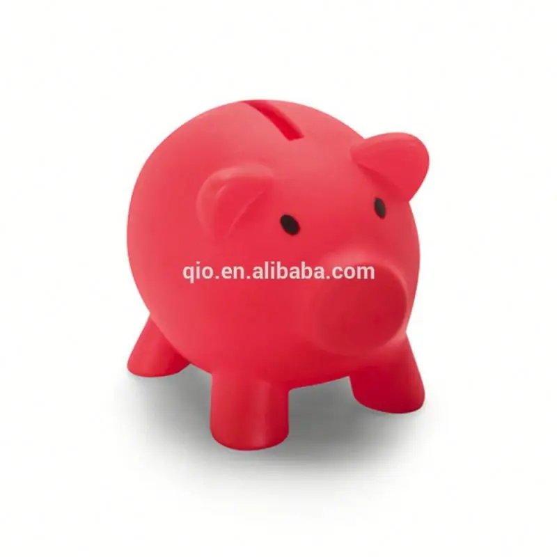 piggy shaped plastic pvc coin bank and money box coin can with bottom lid
