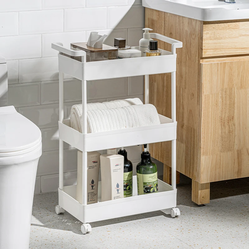 For Tight Spaces on Kitchen Apartments Bathroom Utility Cart 3Tier 4 Tier Mobile Shelving Unit Organizer