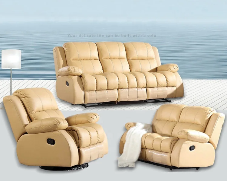 Small Apartment PU Leather Multifunctional sofa Combination Living Room First Class Manual recliner Sofa 1+2+3 Seater