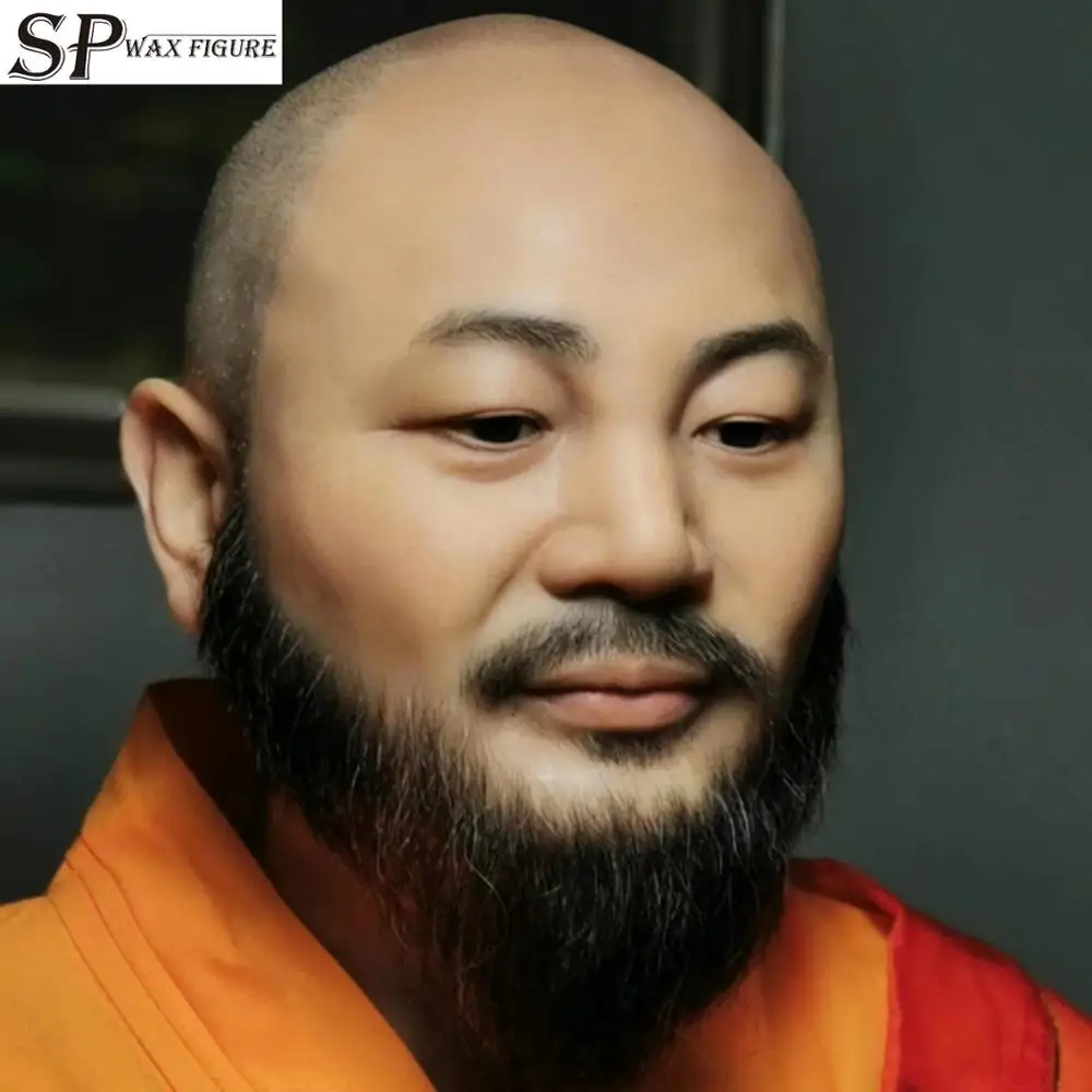 Super realistic Living Buddha monk human Life-size Silicone Wax Figure, high simulated wax figure, wax silicone sculpture