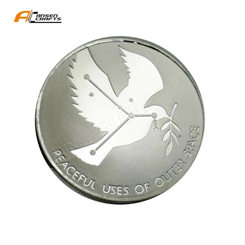 Amazon Hot Selling Vintage 1975 UN United Nations Peace Peaceful Uses of Outer Space Silver Commemorative Coin