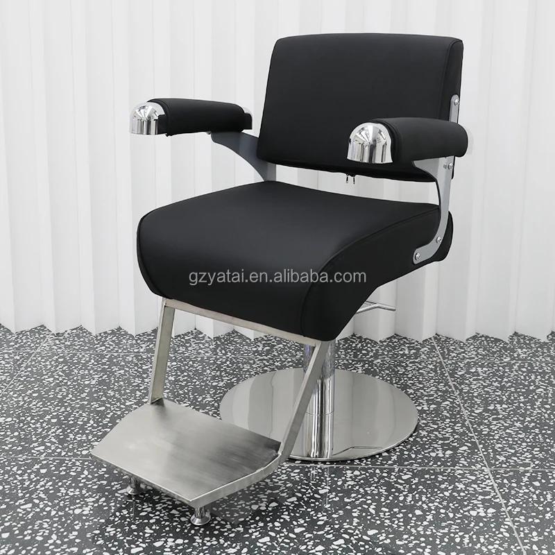 YATAI Stainless Steel Black Metal Barber Chair Synthetic Leather Rotating Lifting Armchair Salon Furniture Living Room
