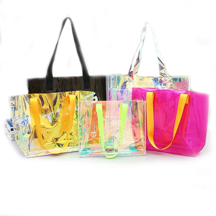 High end shopping transparent elegant shoulder bag packaging clear pvc cosmetic packing bag