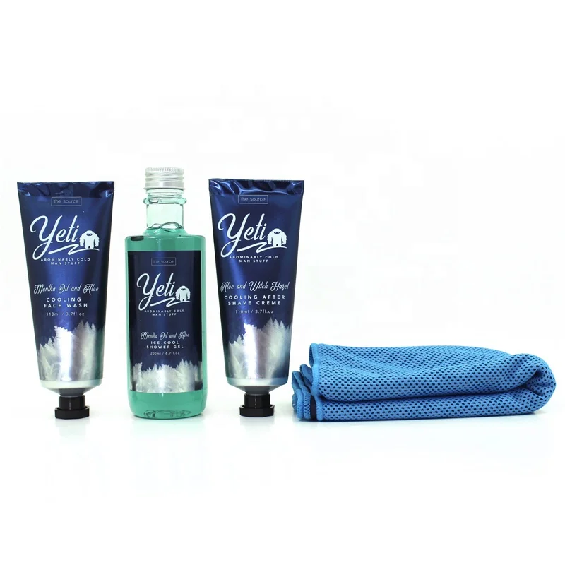 
Cooling Face Wash Shower Gel After Shave Cream And Towel Post -Exercise Cool Down Kit For Men 