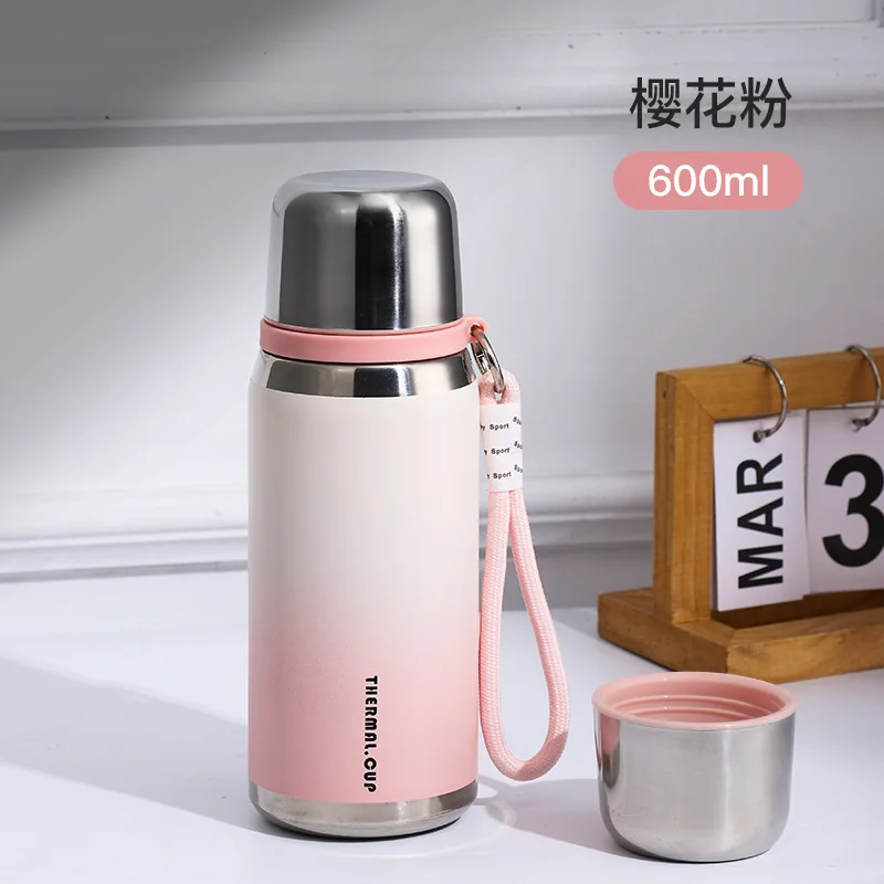 stainless steel water bottle large cpacaity insulated drink mug with cover lid portable girl tea separation sports kettle