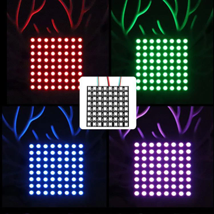 Ws2812 5050 8x32 RGB Flexible LED Matrix Panel Addressable Programming Black Pcb