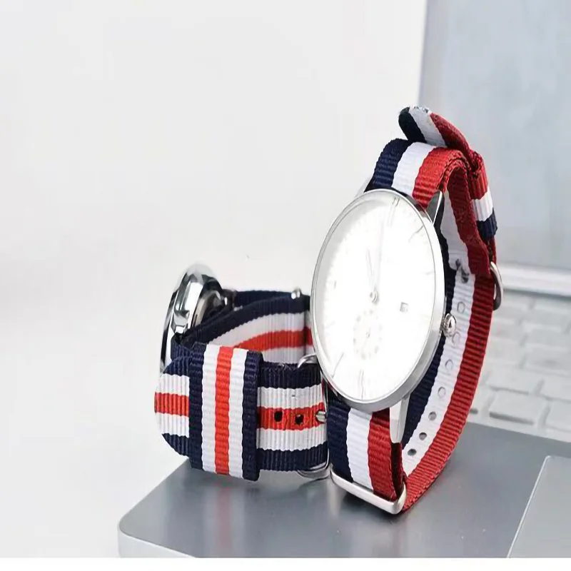 Customized models watch band three rings pin buckle comfortable bracelet pure nylon watch strap