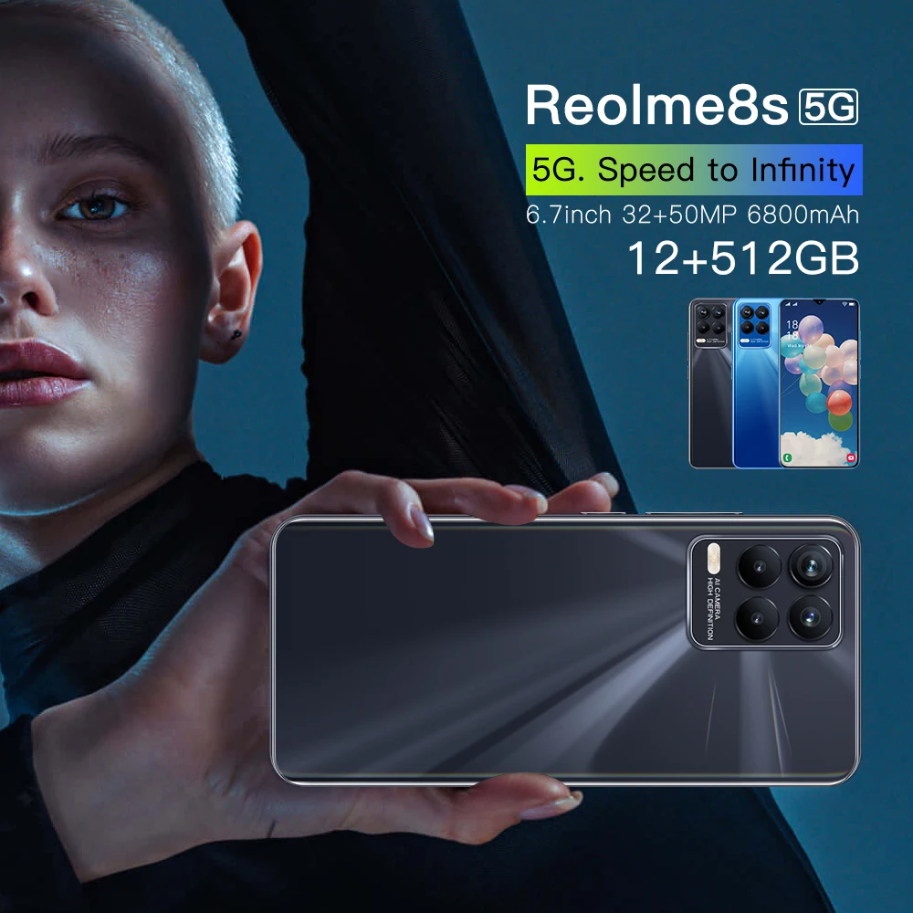 Best price android 6.7 Inch Reolme 8s 5G Dual SIM Card Dual Standby 16GB+512GB smart phone
