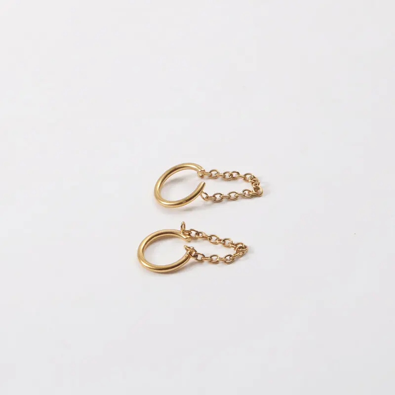 New Trendy Earring 18K Gold Plated Chain Tassel C Cuff Earrings for Women Stainless Steel Earrings Wholesale
