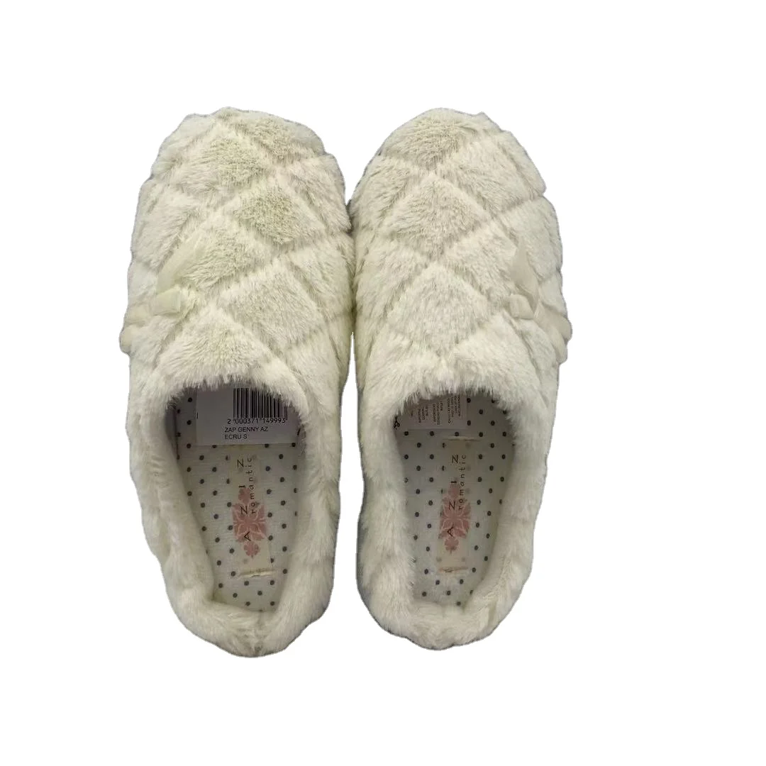 Wholesale winter warm fluffy soft fur quilting house slippers for women