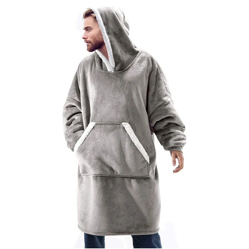 Sherpa Comfortable Hoodie For All Custom Plain Sweatshirt Wearable Adult Hooded Oversized Hoodie Blankets