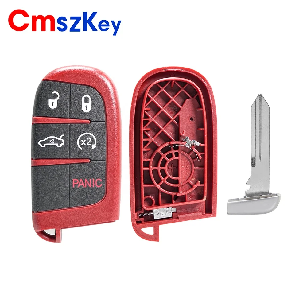 For Chrysler Jeep Dodge Charger Challenger Dart Durango 5 Button Smart Remote Car Key Fob Shell Case Red