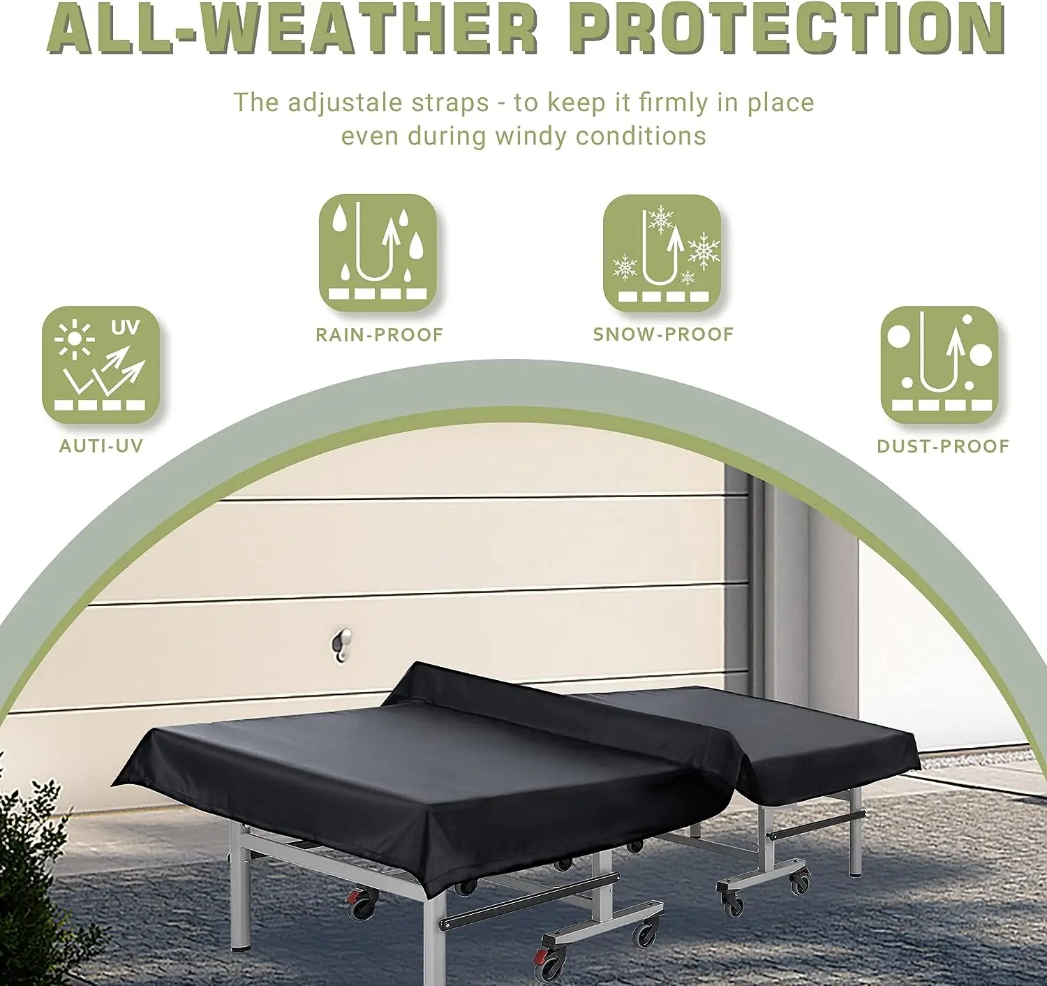 Table Cover Table Tennis Cover Waterproof Sunproof Indoor & Outdoor Fits Universal 9x5 FT Tables