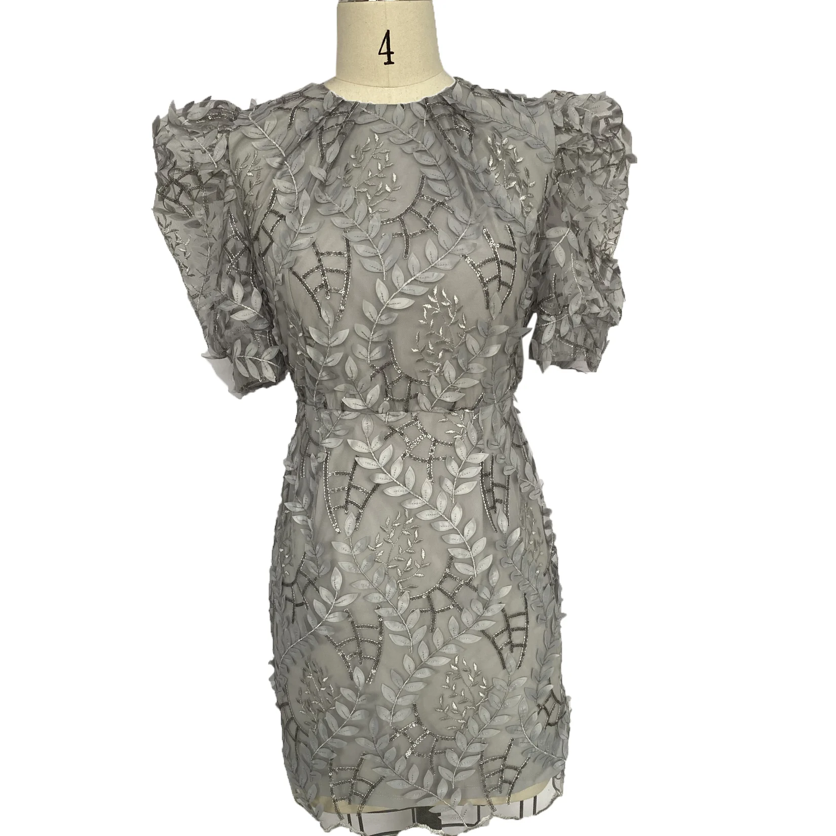 Modern style simple lady fashion temperament tulle gray pattern evening dress