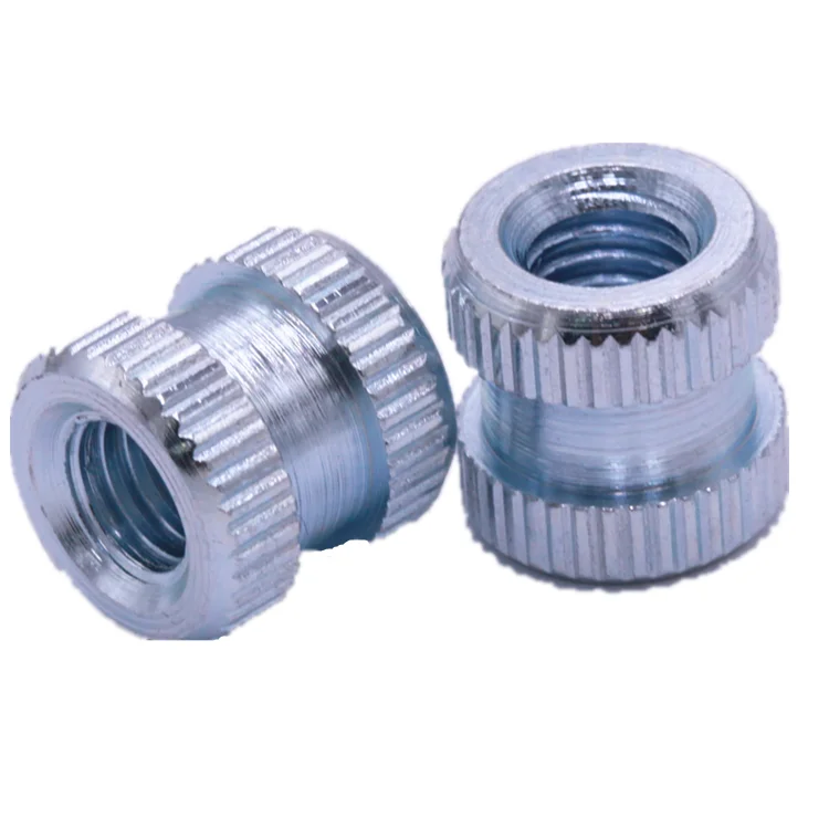 
Zine Plated Flat Head Round Straight Knurled Inserts Nuts with Collar M4 