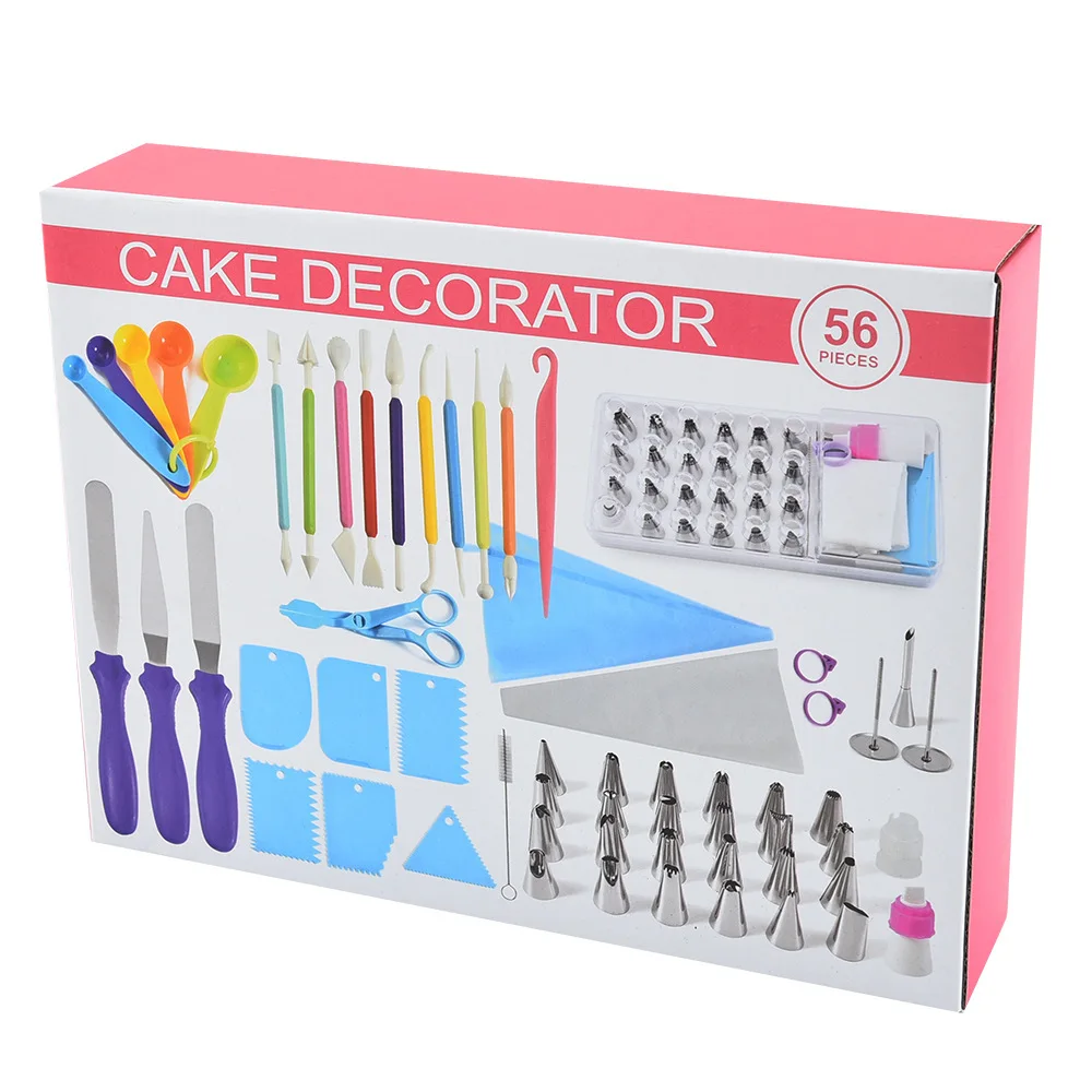 56 Pcs Stainless Steel Piping Bag Baking Set Decorating Supplies Nozzles Set For Cake Sets Pastry Accessories