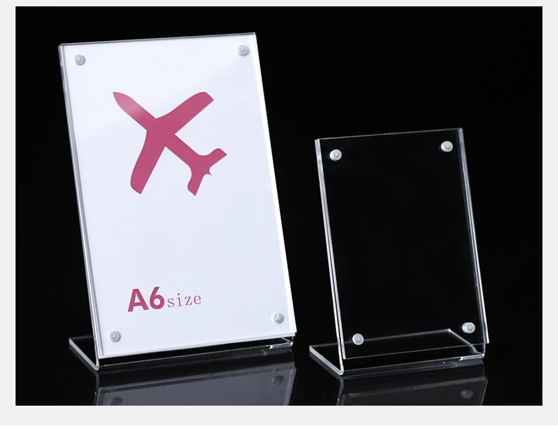 Promotional decoration 4x6 5x7 magnetic acrylic display stand Vertical  horizontal plastic menu photo picture frame with magnet