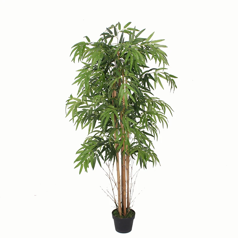 Cheap Price Nearly Natural Plastic Artificial Bamboo Tree Leaves for indoor decoration