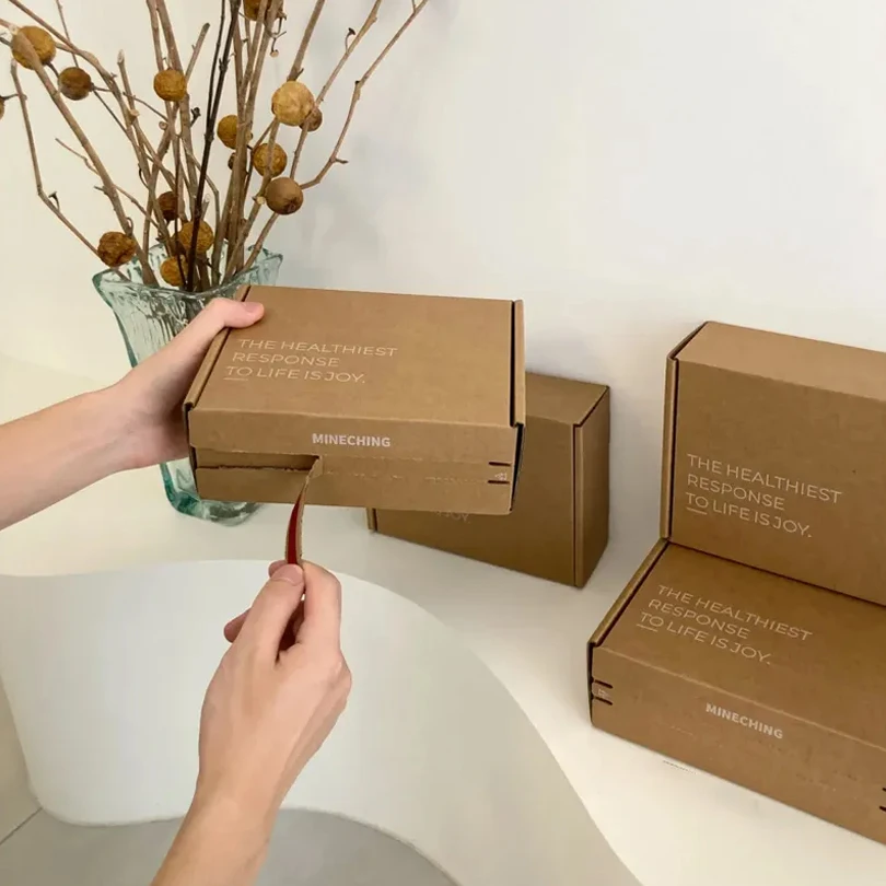 Custom Easy Tear Strip Opening Sealed Corrugated Cardboard tear off strip carton shipping cardboard Mailing packaging boxes