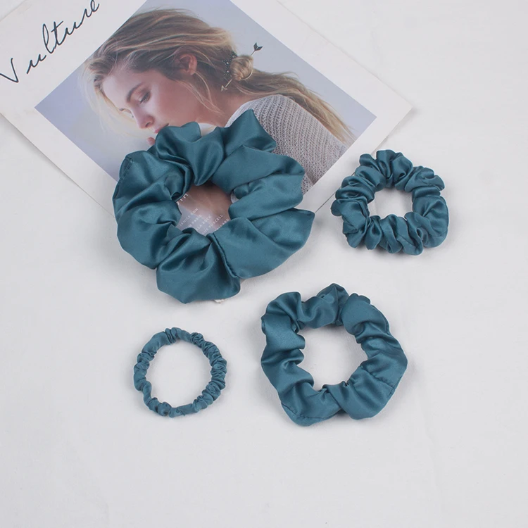 Wholesale Silk Scrunchies Hair Elastic Bands Ties Ponytail Holder Women Silk Hair Scrunchies Silk Customised