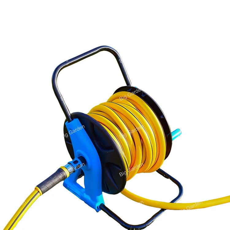 Expandable Household Garden Tool with Soft Plastic Water Pipe Frame Watering Car Wash Water Gun Hose Coil Pipe Rack Reel