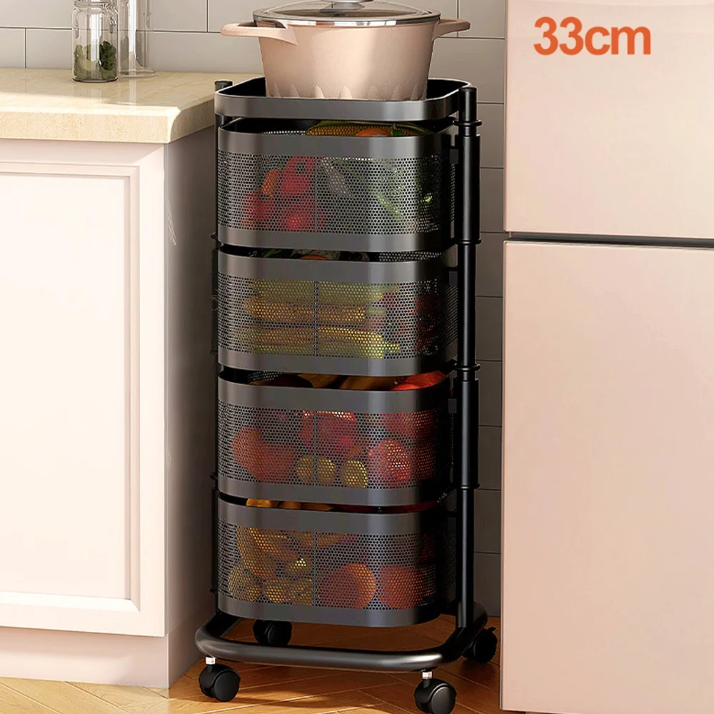 Kitchen storage rotatable shelf 3/4/5 layers vegetable or fruit storage rack