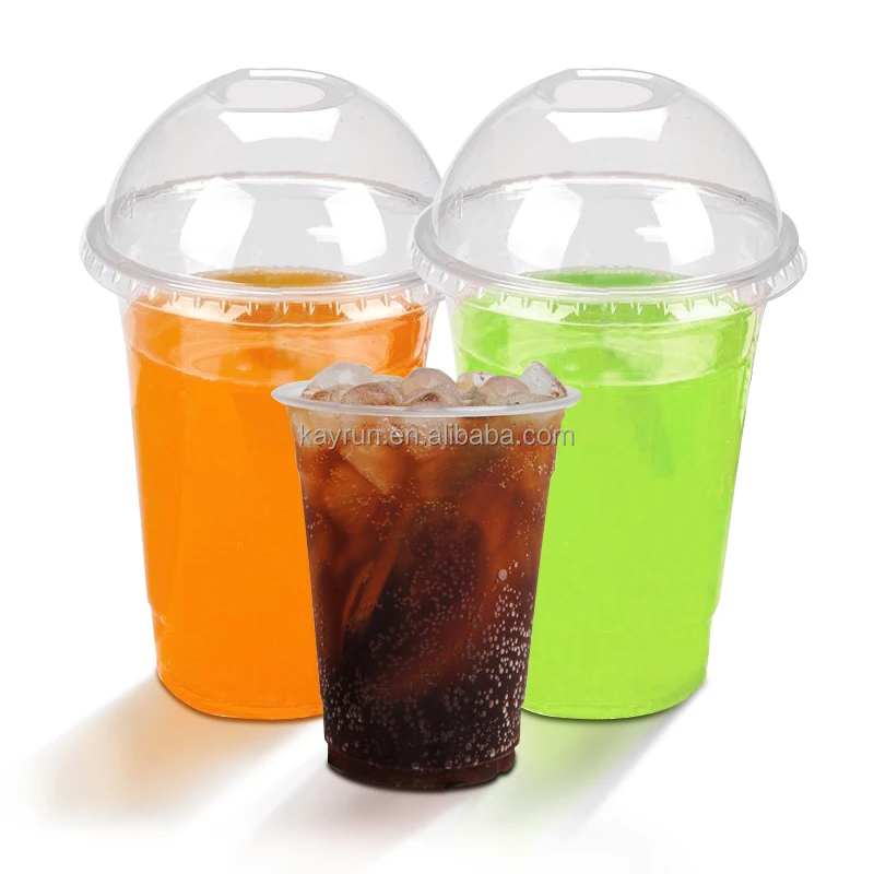 Recycle 12oz 16oz 22oz disposable pet cup custom printing logo PET plastic coffee cups with lids