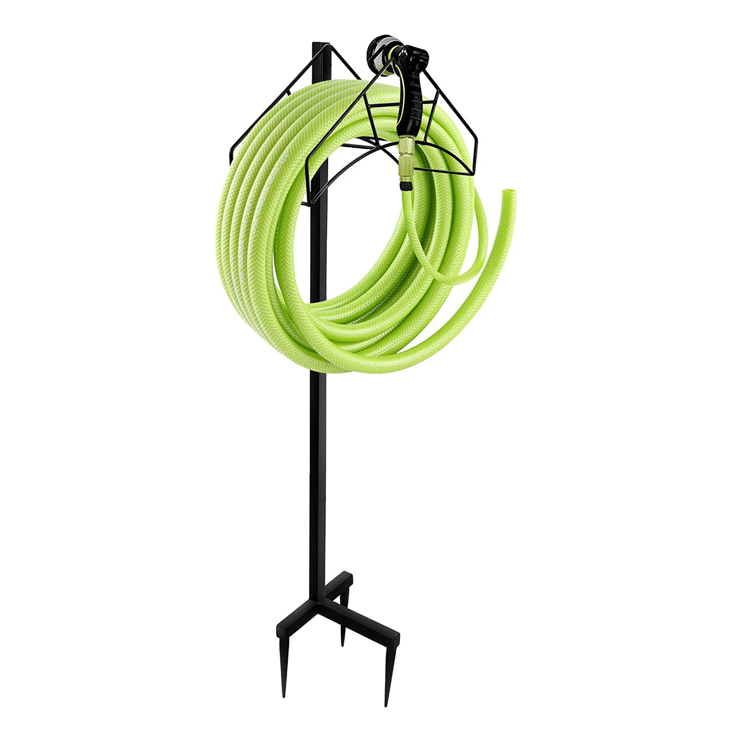 
FOEM freestanding Garden Hose Holder Hanger, Heavy Duty Metal Water Hose Storage Stand Rack for Yard Lawn Black 