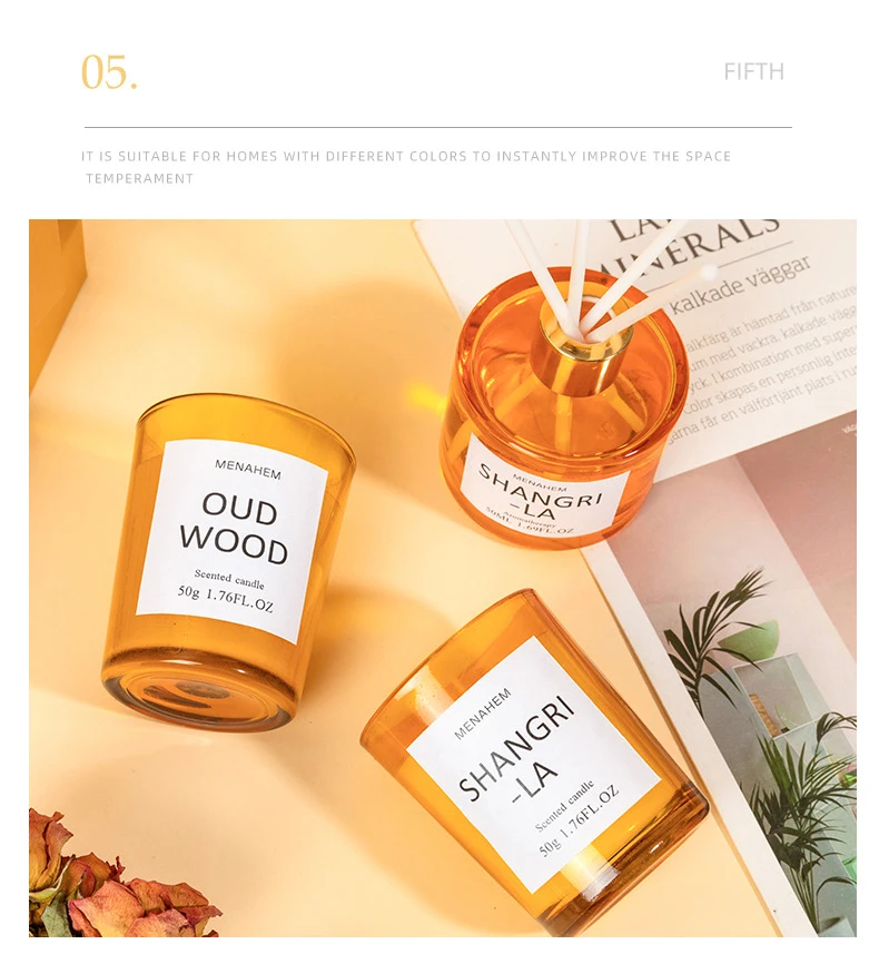 Factory Directly Luxury Design Popular Reed Diffuser No Fire Spiritual Scented Candle Set For Home Hotel Office Gift Use