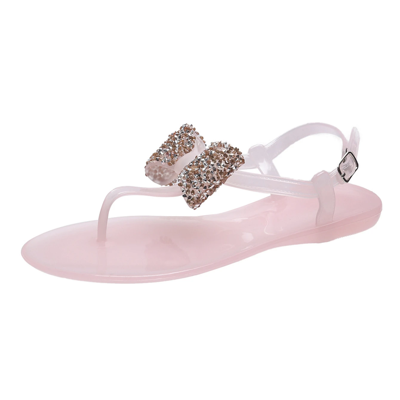 2021 Summer New bow flip-flops for women flat beach outdoor flip-flops jelly slippers