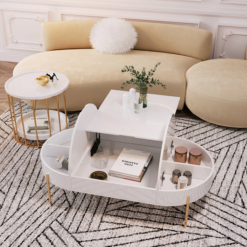 Modern Luxurious Living Room Furniture Tea Table Lift Top Up Coffee Table with Storage