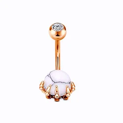 Double Jeweled Belly Button Bars Internally Threaded Opal Surgical Steel  Navel Piercing Ring