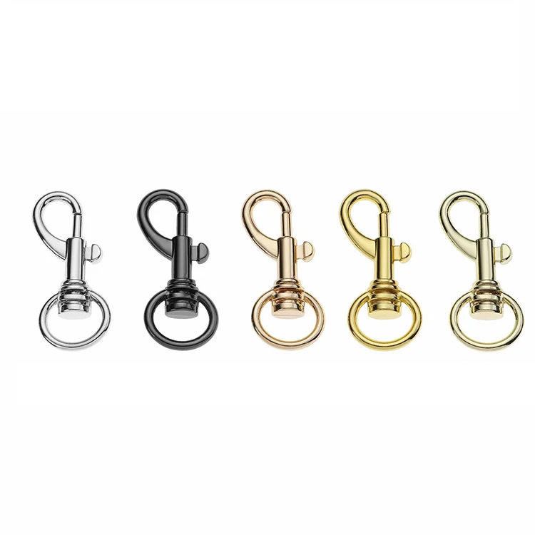Factory Selling Handbag Hardware Rotating Swivel Carabiner Hook Multi Color Keychains Dog Leash Clips