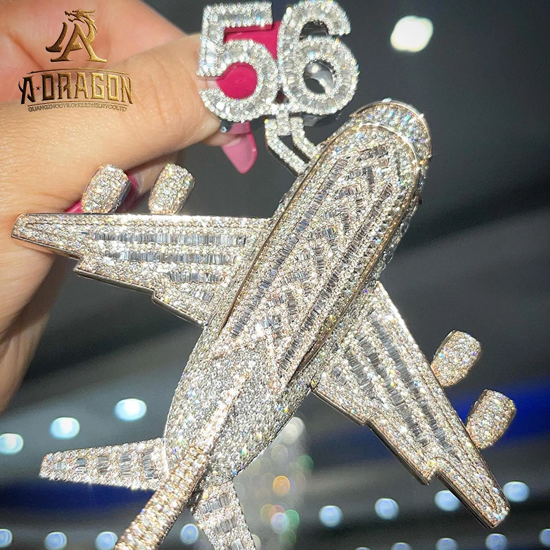 Factory Custom Iced Out VVS Moissanite Lab Baguette Diamond Name Chain Pendant Pass Diamond Tester 925 Sliver Men Jewel