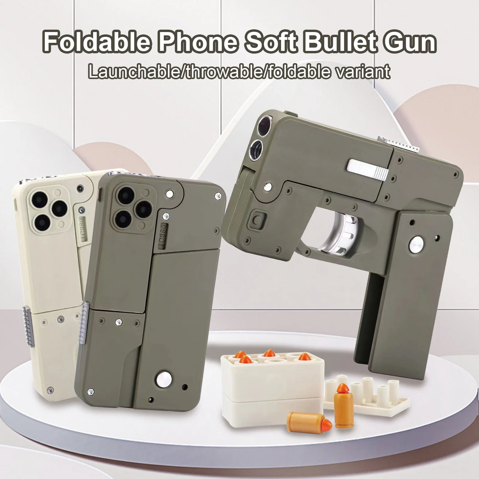 Play Cool Phone 14 Pro Max Folding Mobile Phone Metal Guns FMG9 Soft Bullet Foam Blaster Toy Gun For Boys